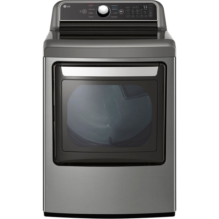 LG 7.3-Cu. Ft. Ultra Large Capacity Smart wi-fi Enabled Rear Control Gas Dryer with EasyLoad Door in Graphite Steel (DLG7401VE)