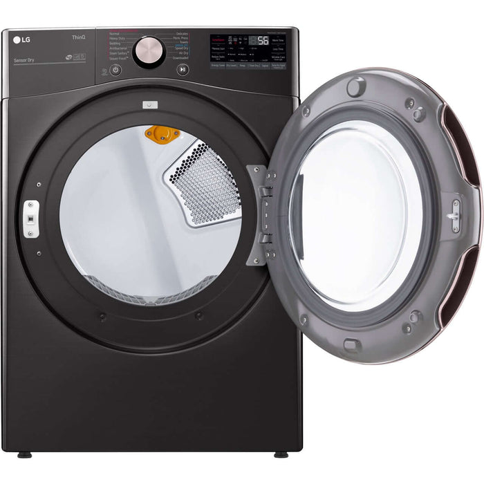 LG 27 In. 7.4-Cu. Ft. Front Load Gas Dryer with TurboSteam and Built-In Intelligence in Black Steel (DLGX4001B)