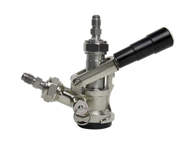 D System Keg Tap Coupler with Black Lever Handle and 1/4