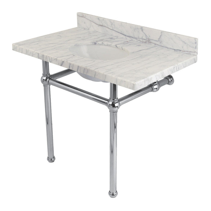 Kingston Brass Templeton 36" x 22" Carrara Marble Vanity Top with Brass Console Legs