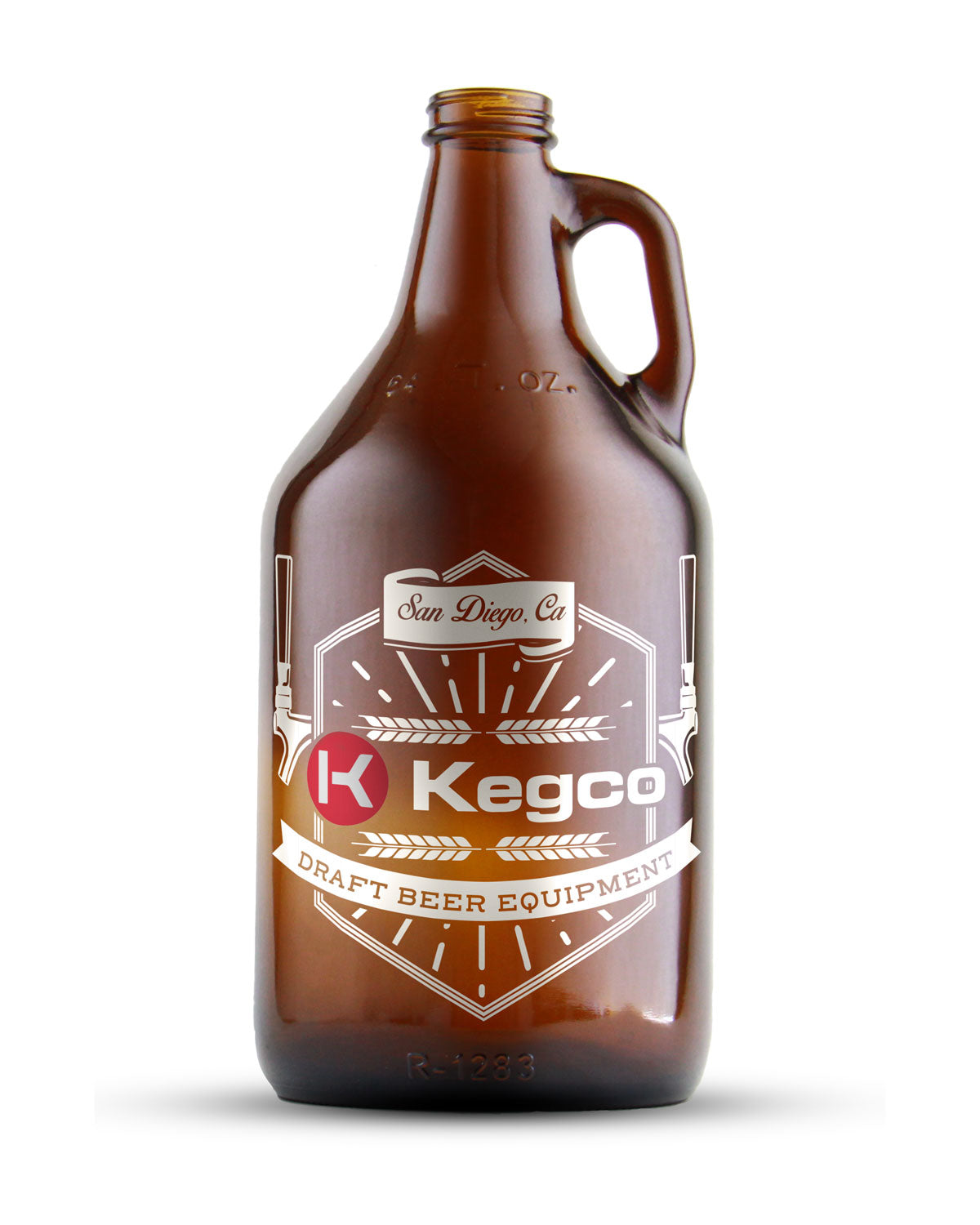 Amber 64-oz. Kegco Glass Beer Growler with 4 Kegco Pint Glasses