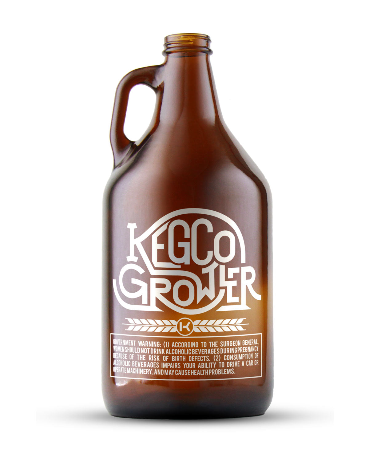 Amber 64-oz. Kegco Glass Beer Growler with 4 Kegco Pint Glasses