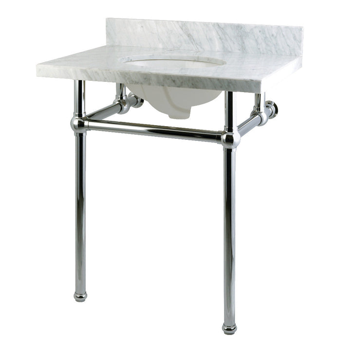 Kingston Brass Templeton 30" x 22" Carrara Marble Vanity Top with Brass Console Legs