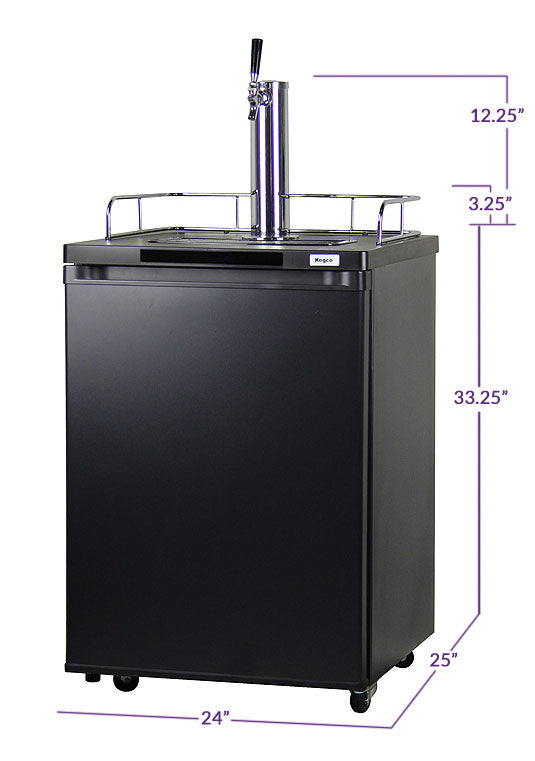 24" Wide Kombucha Single Tap Black Kegerator