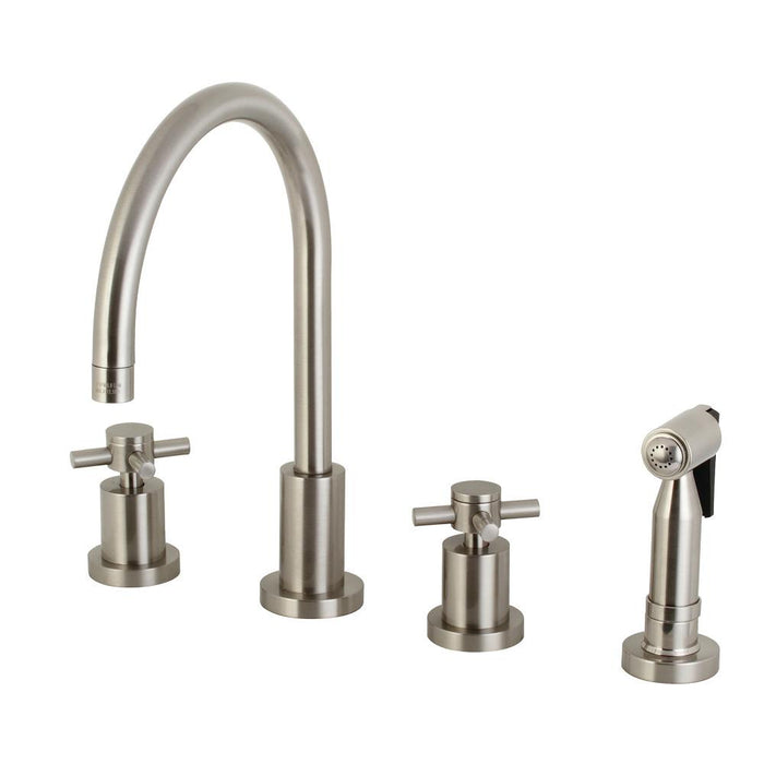Kingston Brass 8 in. Widespread Kitchen Faucet with Brass Sprayer (KS8728DXBS)