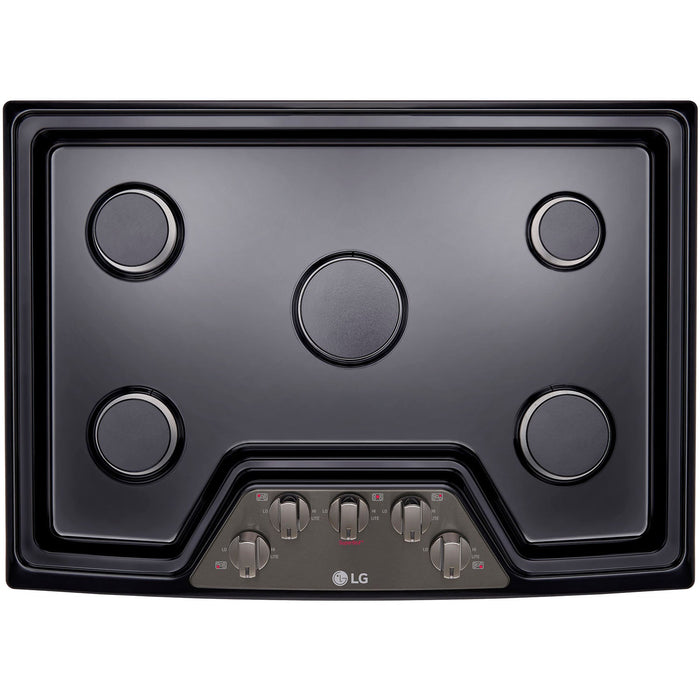 LG 30-in. Gas Cooktop with 17K BTU Center Burner in Black Stainless Steel (LCG3011BD)