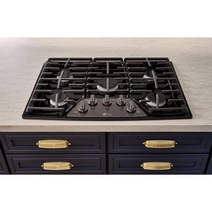 LG 30-in. Gas Cooktop with 17K BTU Center Burner in Black Stainless Steel (LCG3011BD)