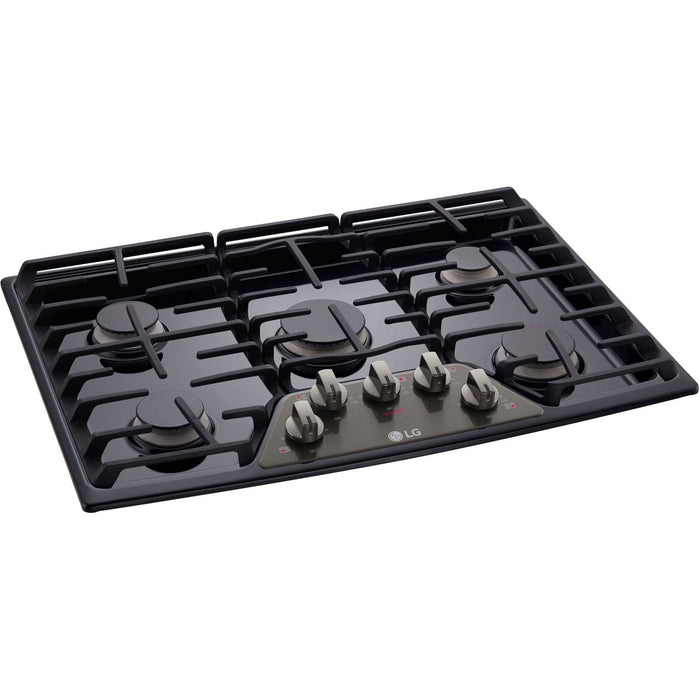 LG 30-in. Gas Cooktop with 17K BTU Center Burner in Black Stainless Steel (LCG3011BD)