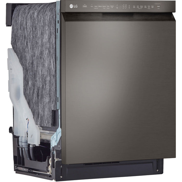 LG 4-Piece Black Stainless Kitchen Appliance Package with Range, French Door Refrigerator, Microwave, and Dishwasher (4KAP-LRLRLDLM6D)