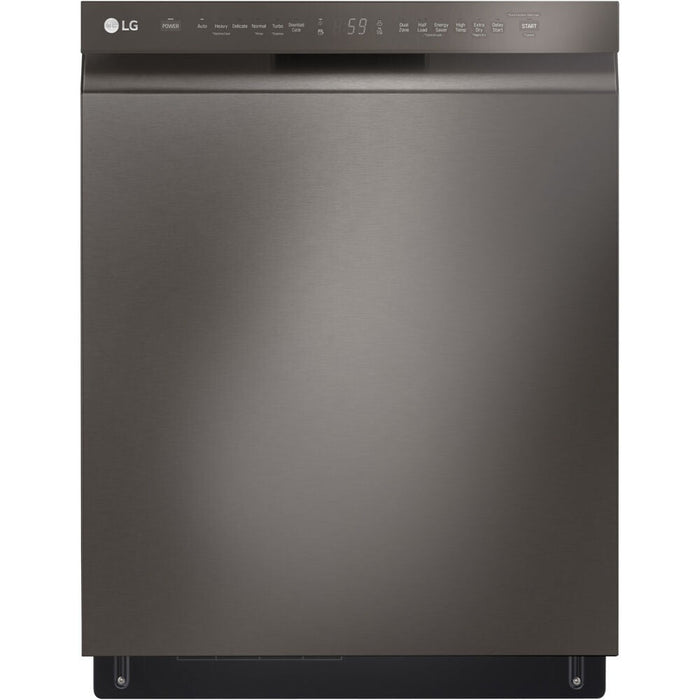 LG 4-Piece Black Stainless Kitchen Appliance Package with Range, French Door Refrigerator, Microwave, and Dishwasher (4KAP-LRLRLDLM6D)