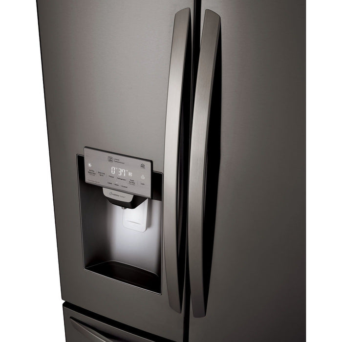 LG 36 Inch 3-Door French Door Refrigerator in Black Stainless Steel 22 Cu. Ft. (LFXC22526D)