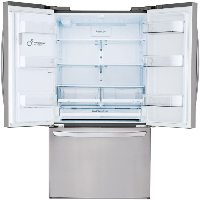 LG 36 Inch Wi-Fi Enabled 3-Door French Door Refrigerator in Stainless Steel 22 Cu. Ft. (LFXS26973S)