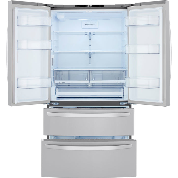 LG 36 Inch 4-Door French Door Refrigerator in Stainless Steel 23 Cu. Ft. (LMWC23626S)