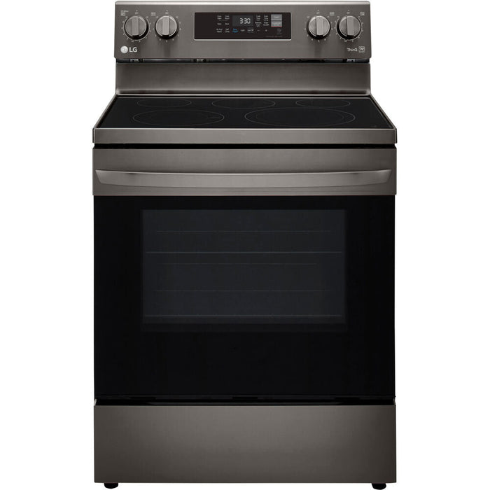 LG 4-Piece Black Stainless Kitchen Appliance Package with Range, French Door Refrigerator, Microwave, and Dishwasher (4KAP-LRLRLDLM6D)