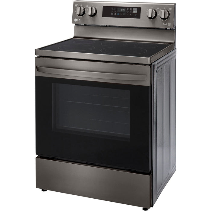 LG 4-Piece Black Stainless Kitchen Appliance Package with Range, French Door Refrigerator, Microwave, and Dishwasher (4KAP-LRLRLDLM6D)