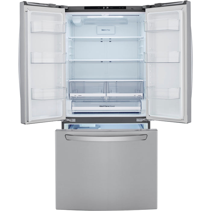 LG 33 Inch 3-Door French Door Refrigerator in Stainless Steel 25.1 Cu. Ft. (LRFCS2503S)