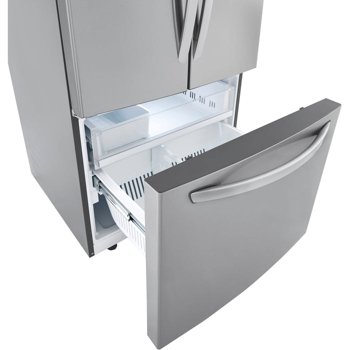 LG 33 Inch 3-Door French Door Refrigerator in Stainless Steel 25.1 Cu. Ft. (LRFCS2503S)