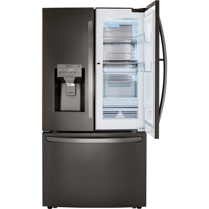 LG 36 Inch 3-Door French Door Refrigerator in Black Stainless Steel 24 Cu. Ft. (LRFDC2406D)