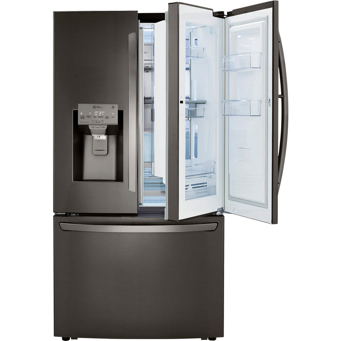 LG 36 Inch 3-Door French Door Refrigerator in Black Stainless Steel 24 Cu. Ft. (LRFDC2406D)