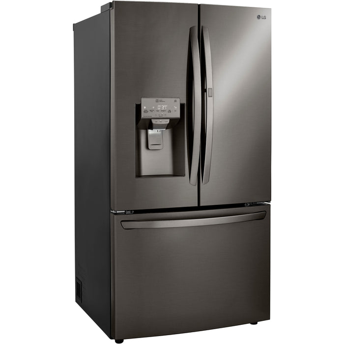 LG 36 Inch 3-Door French Door Refrigerator in Black Stainless Steel 24 Cu. Ft. (LRFDC2406D)