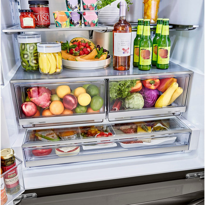 LG 36 Inch 3-Door French Door Refrigerator in Black Stainless Steel 24 Cu. Ft. (LRFDC2406D)