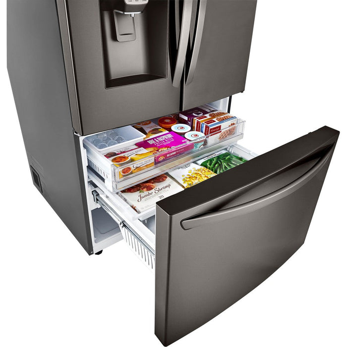 LG 36 Inch 3-Door French Door Refrigerator in Black Stainless Steel 24 Cu. Ft. (LRFDC2406D)