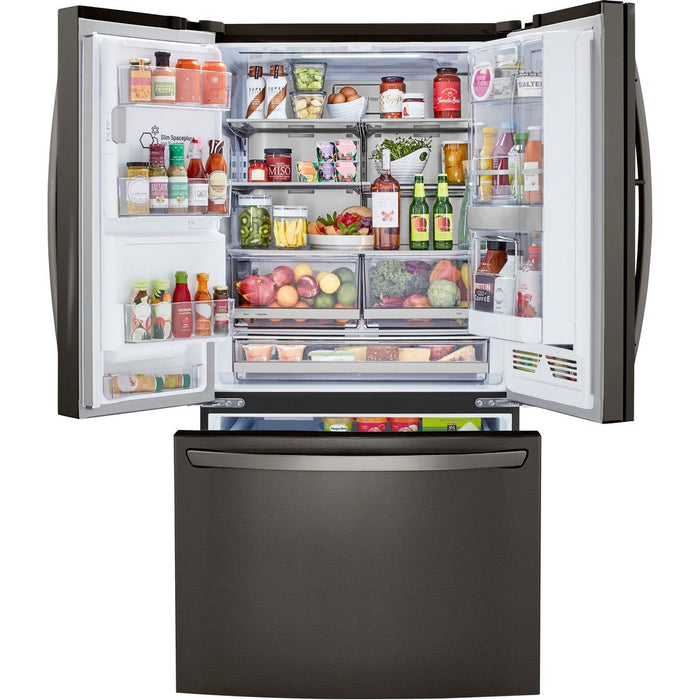 LG 36 Inch 3-Door French Door Refrigerator in Black Stainless Steel 24 Cu. Ft. (LRFDC2406D)