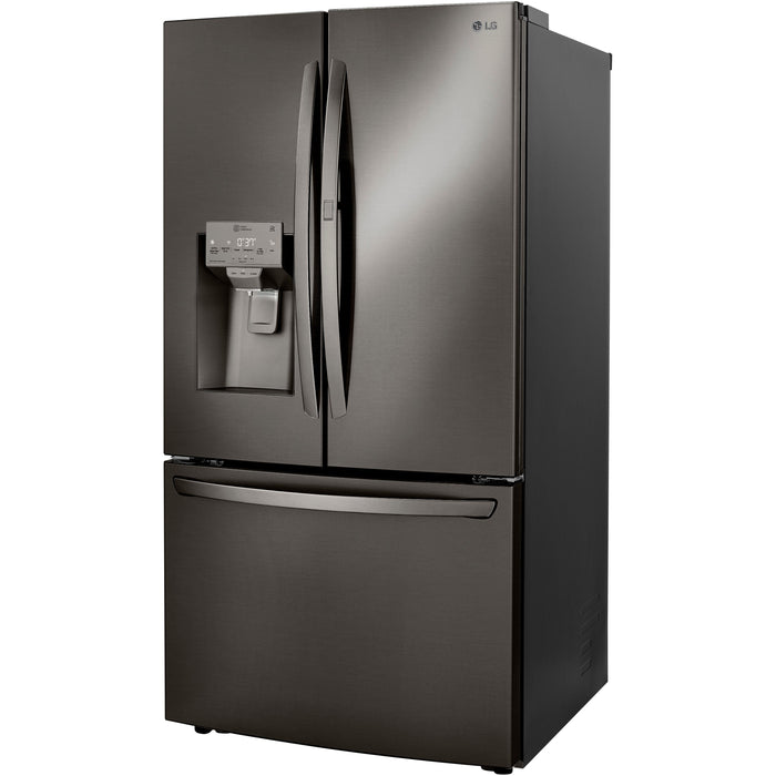 LG 36 Inch 3-Door French Door Refrigerator in Black Stainless Steel 24 Cu. Ft. (LRFDC2406D)