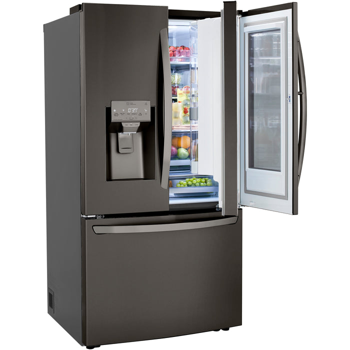 LG 36 Inch Counter-Depth French Door Refrigerator in Black Stainless Steel 30 Cu. Ft. (LRFVS3006D)