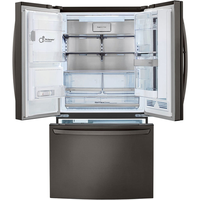 LG 36 Inch Counter-Depth French Door Refrigerator in Black Stainless Steel 30 Cu. Ft. (LRFVS3006D)
