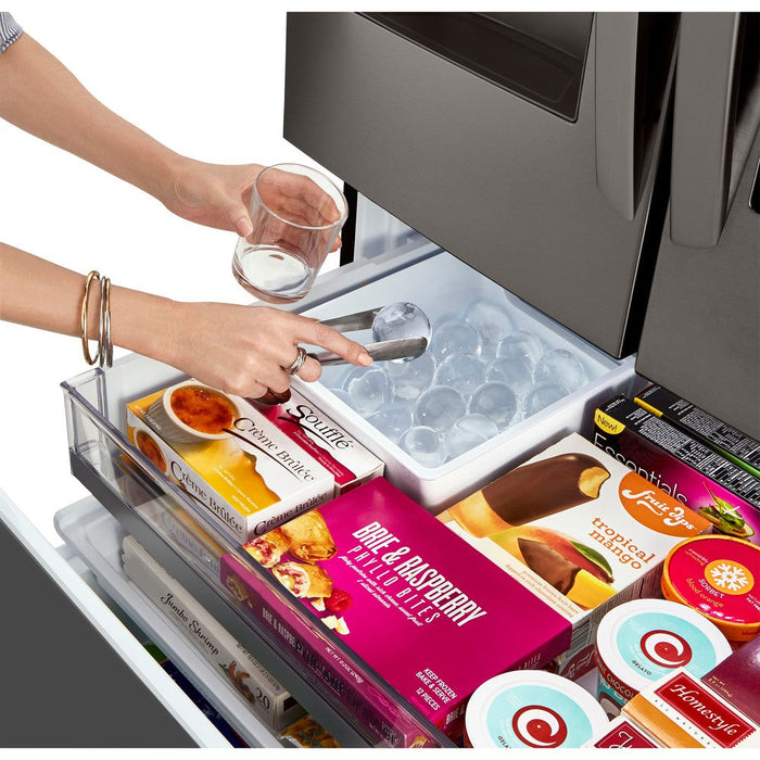 LG 4-Piece Black Stainless Kitchen Appliance Package with Range, French Door Refrigerator, Microwave, and Dishwasher (4KAP-LRLRLDLM6D)