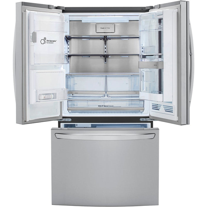 LG 36 Inch Counter-Depth French Door Refrigerator in Stainless Steel 30 Cu. Ft. (LRFVS3006S)