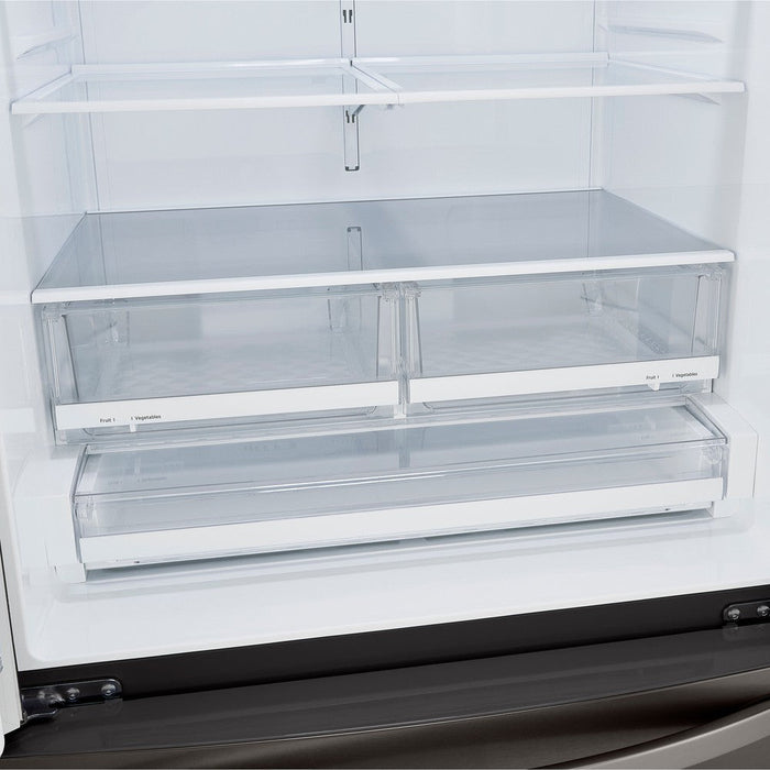 LG 36 Inch French Door Refrigerator with Slim Design Water Dispenser in Black Stainless Steel 29 Cu. Ft. (LRFWS2906D)