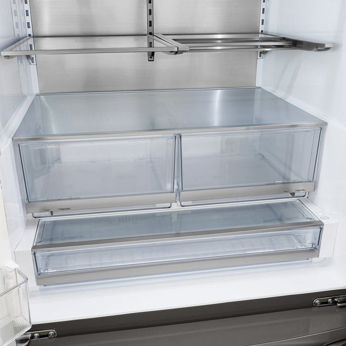 LG 36 Inch 3-Door French Door Refrigerator in Black Stainless Steel 24 Cu. Ft. (LRFXC2416D)