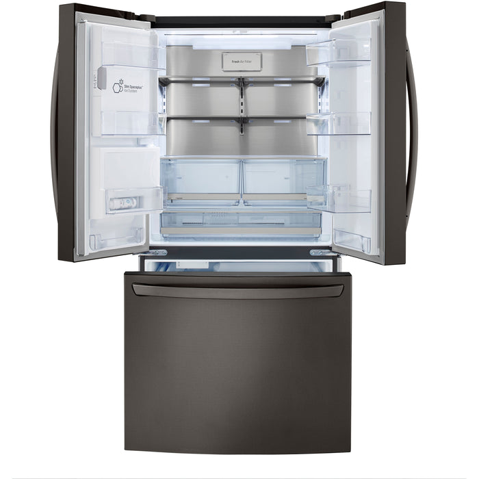 LG 36 Inch 3-Door French Door Refrigerator in Black Stainless Steel 24 Cu. Ft. (LRFXC2416D)