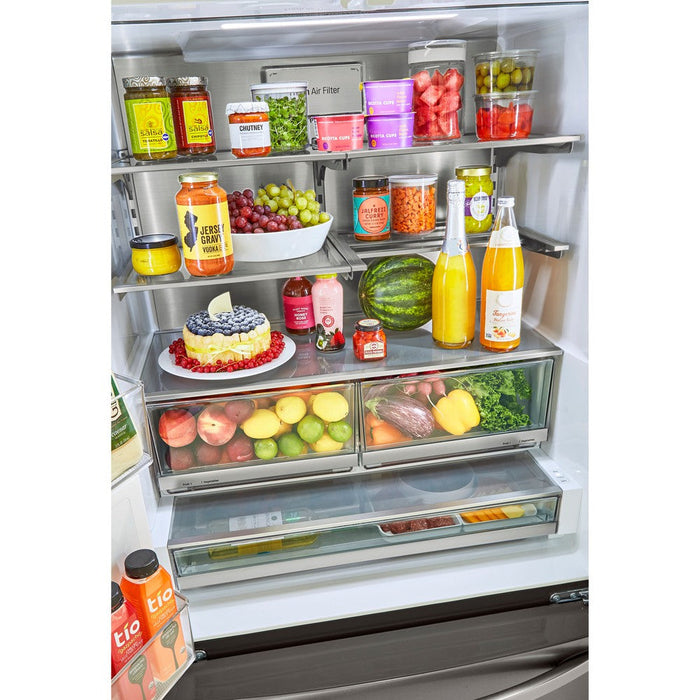 LG 36 Inch 3-Door French Door Refrigerator in Black Stainless Steel 24 Cu. Ft. (LRFXC2416D)