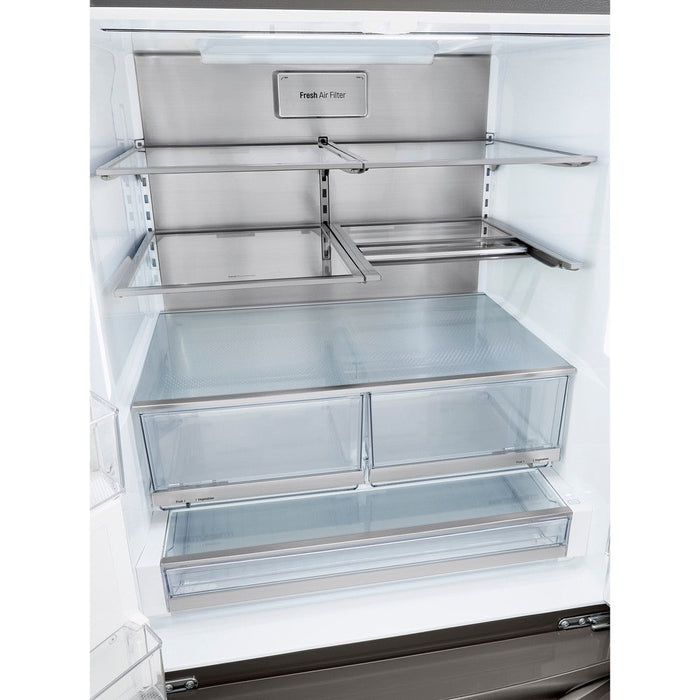 LG 36 Inch 3-Door French Door Refrigerator in Black Stainless Steel 24 Cu. Ft. (LRFXC2416D)