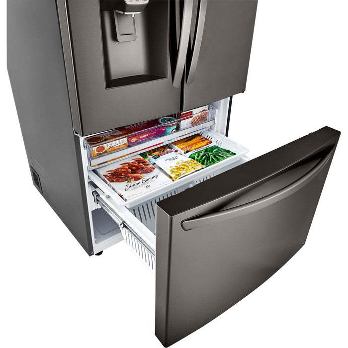 LG 36 Inch 3-Door French Door Refrigerator in Black Stainless Steel 24 Cu. Ft. (LRFXC2416D)