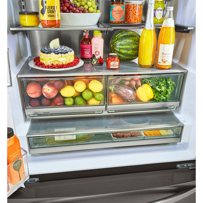 LG 36 Inch 3-Door French Door Refrigerator in Black Stainless Steel 24 Cu. Ft. (LRFXC2416D)