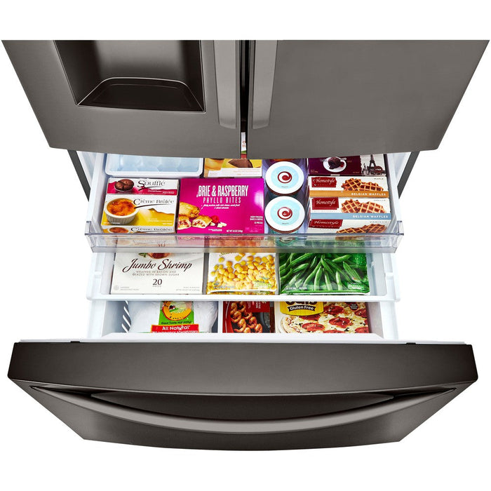 LG 36 Inch 3-Door French Door Refrigerator in Black Stainless Steel 24 Cu. Ft. (LRFXC2416D)