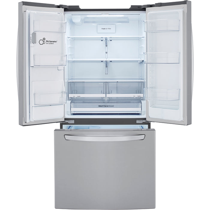 LG 33 Inch 3-Door French Door Refrigerator in Stainless Steel 25 Cu. Ft. (LRFXS2503S)