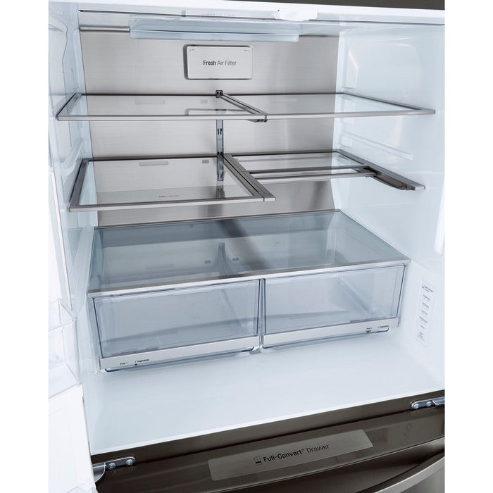LG 36 Inch 4-Door French Door Refrigerator in Black Stainless Steel 23 Cu. Ft. (LRMDC2306D)