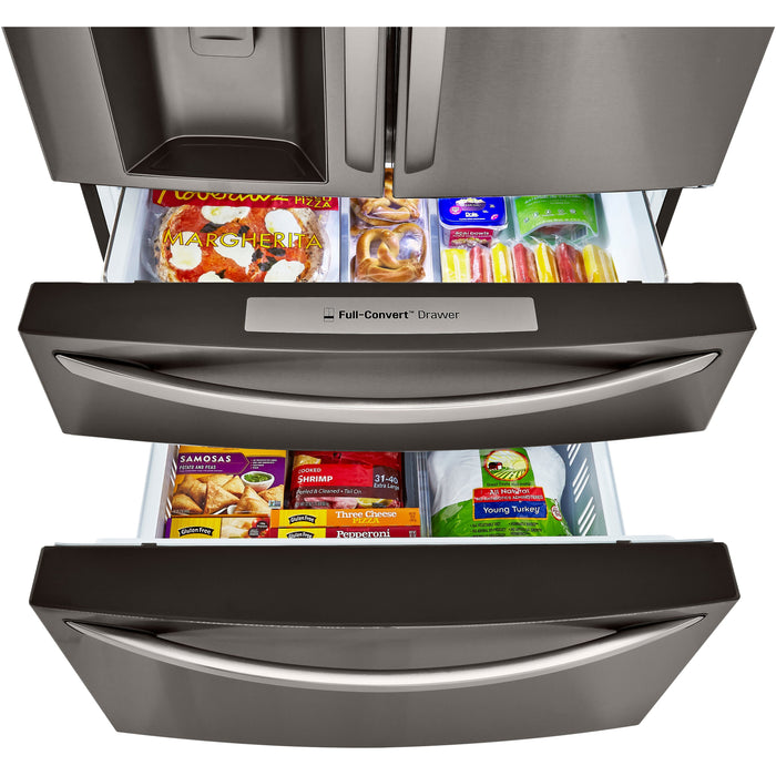 LG 36 Inch 4-Door French Door Refrigerator in Black Stainless Steel 23 Cu. Ft. (LRMDC2306D)