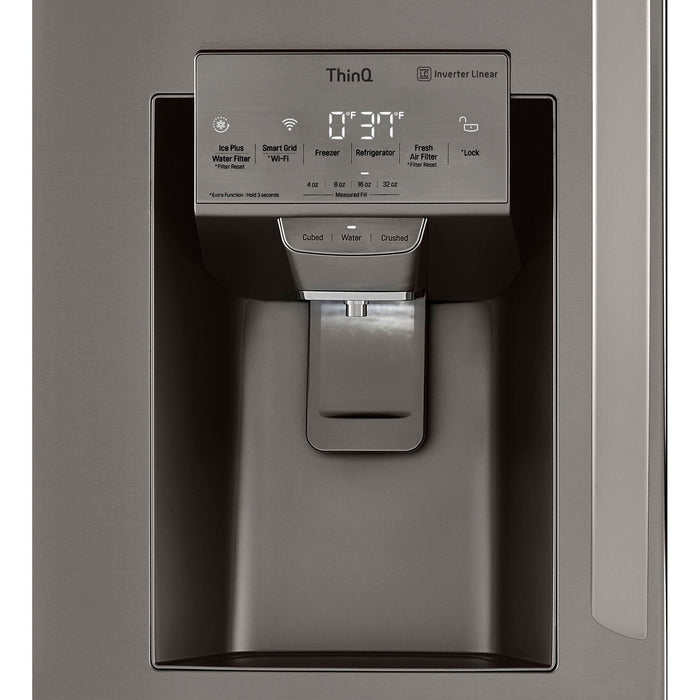 LG 36 Inch 4-Door French Door Refrigerator with InstaView, Black Stainless Steel 30 Cu. Ft. (LRMVS3006D)