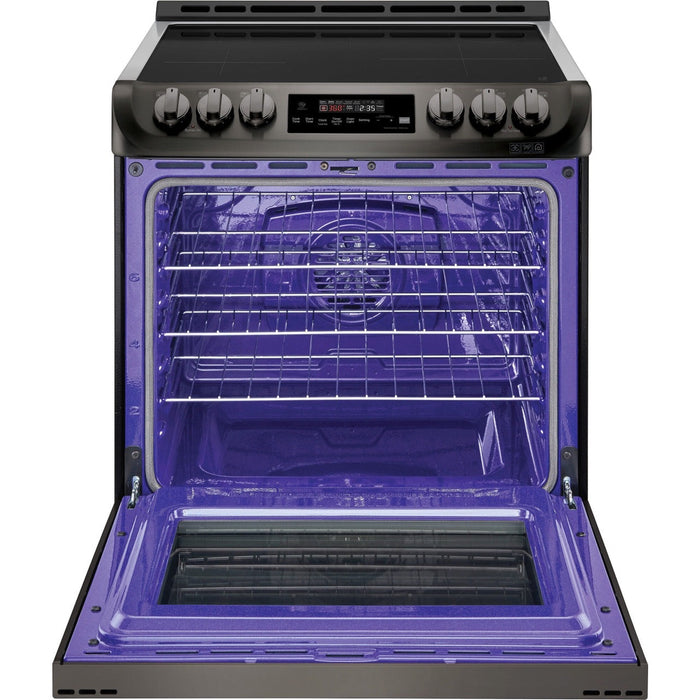 LG Electronics 6.3-Cu. Ft. Slide-In Electric Smart Range with ProBake Convection and Induction, Black Stainless Steel (LSE4616BD)