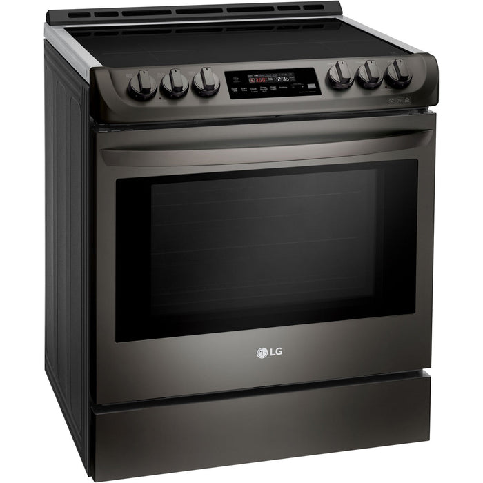 LG Electronics 6.3-Cu. Ft. Slide-In Electric Smart Range with ProBake Convection and Induction, Black Stainless Steel (LSE4616BD)