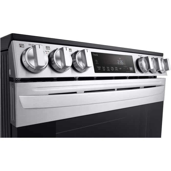 LG 6.3-Cu Ft. Smart Wi-Fi Enabled Fan Convection Electric Slide-in Range with Air Fry and EasyClean in Stainless Steel (LSEL6333F)