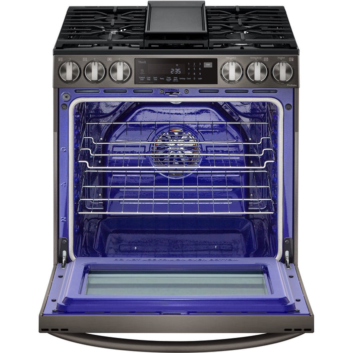 LG 6.3-Cu. Ft. Smart Wi-Fi Enabled ProBake Convection InstaView Gas Slide-in Range with Air Fry, Black Stainless Steel (LSGL6335D)