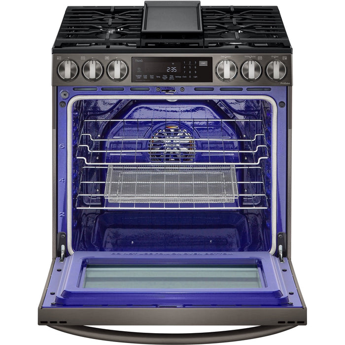 LG 6.3-Cu. Ft. Smart Wi-Fi Enabled ProBake Convection InstaView Gas Slide-in Range with Air Fry, Black Stainless Steel (LSGL6335D)