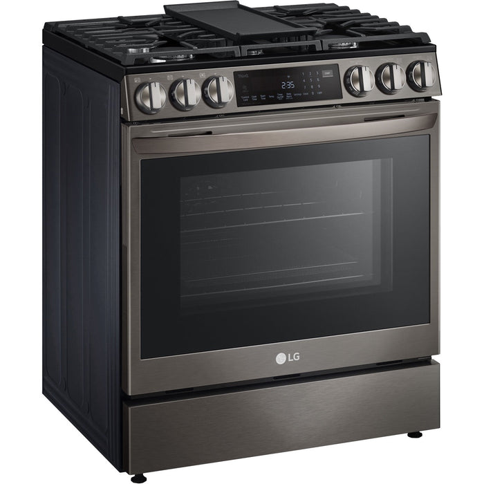 LG 6.3-Cu. Ft. Smart Wi-Fi Enabled ProBake Convection InstaView Gas Slide-in Range with Air Fry, Black Stainless Steel (LSGL6335D)